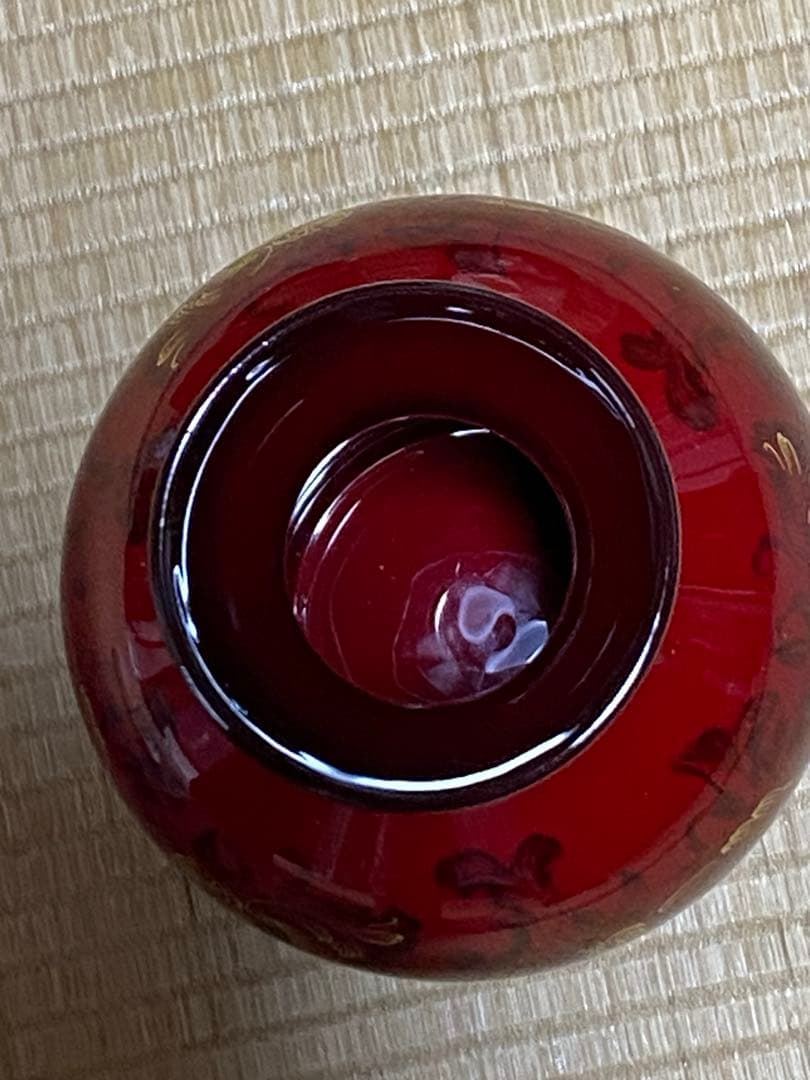 ♦️ノリタケボーンチャイナ 金彩花唐草文 辰砂フラワーベース ヴィンテージ物花瓶