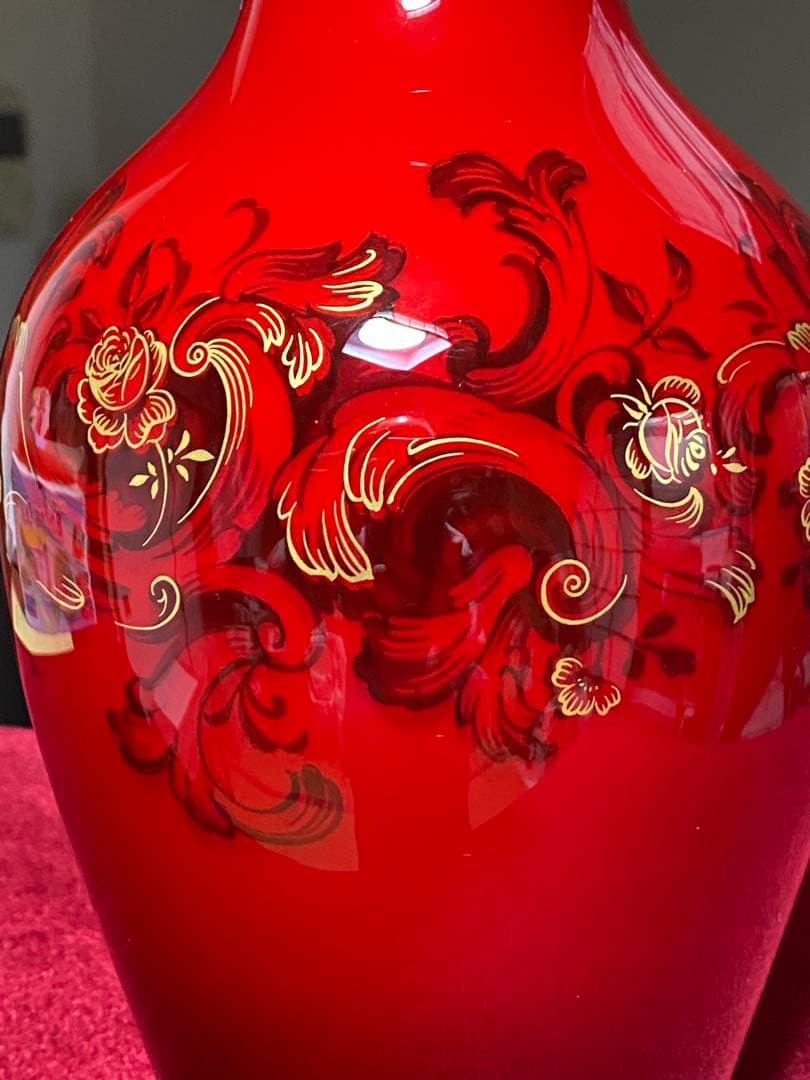♦️ノリタケボーンチャイナ 金彩花唐草文 辰砂フラワーベース ヴィンテージ物花瓶