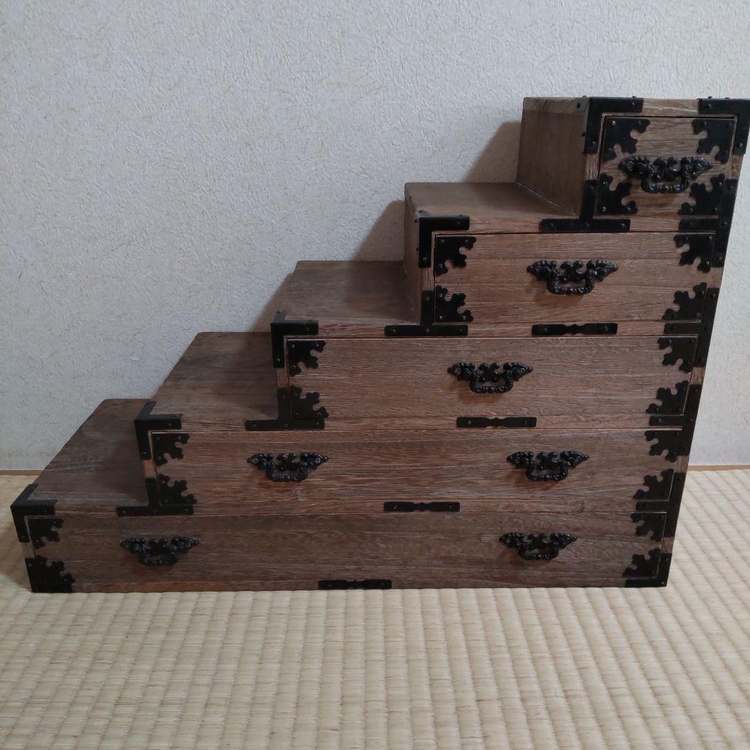 階段型木製箪笥　ミニタンス　アンティーク　レトロ