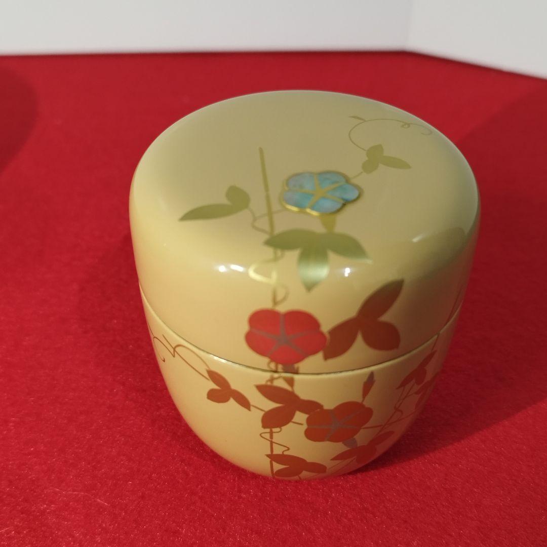 山中塗 蒔絵師 中村湖彩作 四季中棗 四点セット 共箱・共布【茶道具】