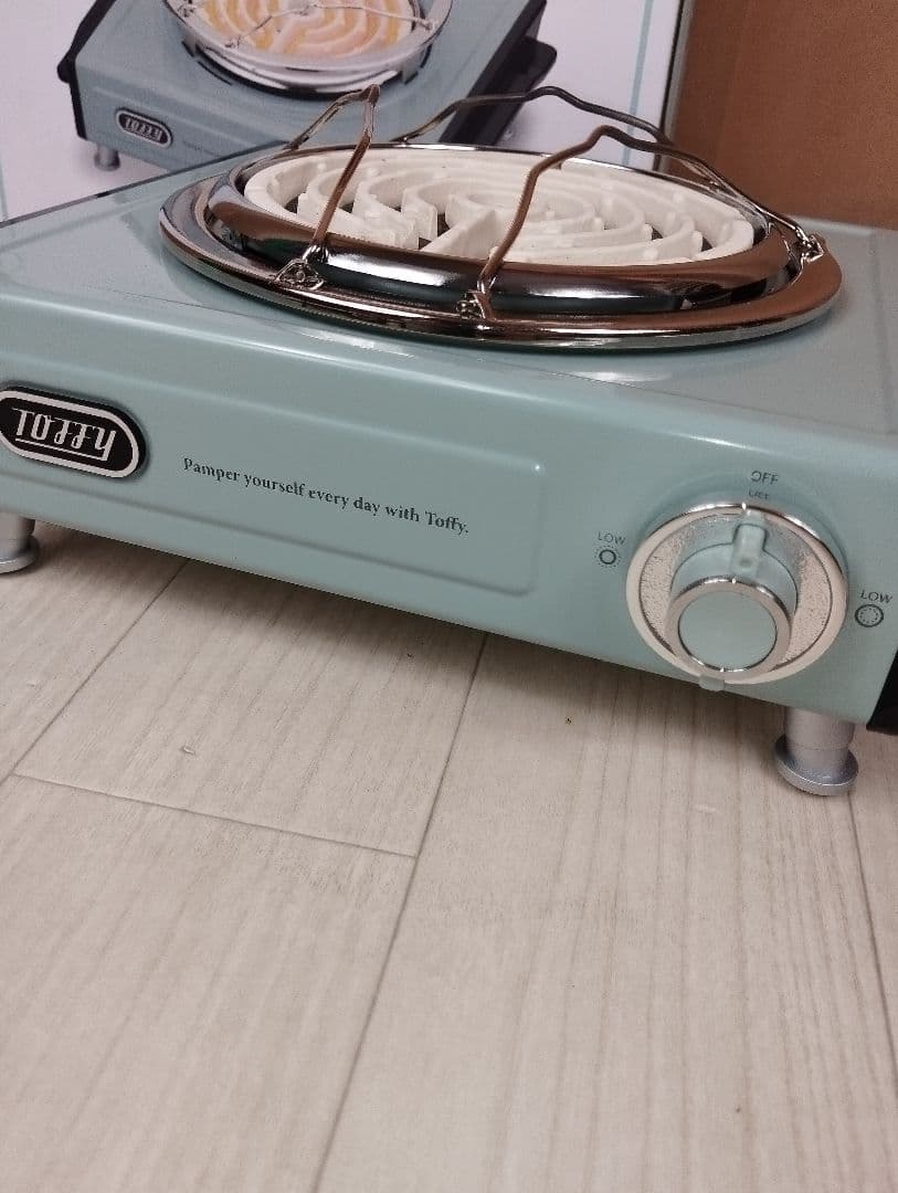 極美品　TOFFY 卓上電気コンロ 800W ペールアクア　箱あり　説明書あり
