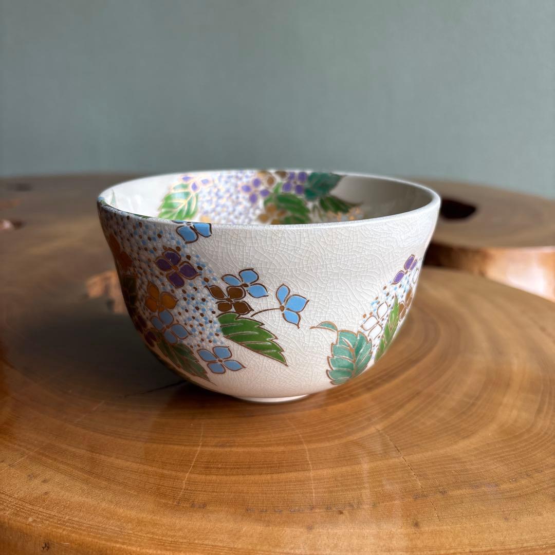 宮地英香作 仁清 紫陽花 抹茶碗 茶道具 紙箱