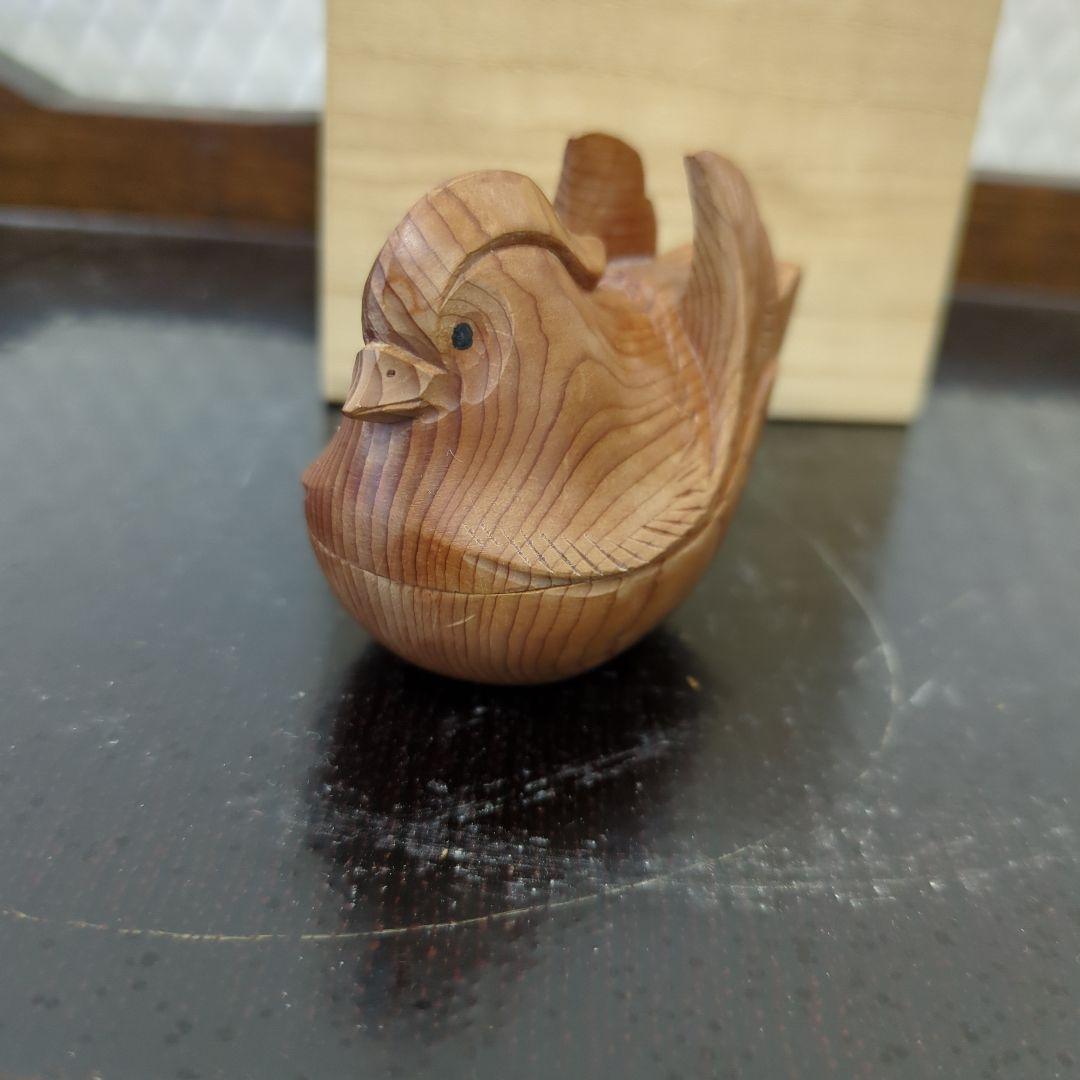香合　おしどり　木製　お香　在銘　茶道具　茶道　鳥　木箱