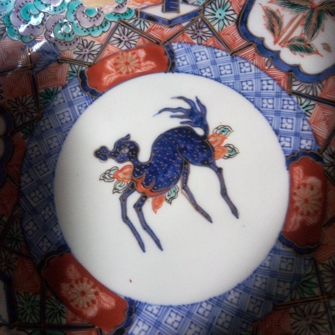 明治期　伊万里焼　色絵の大鉢