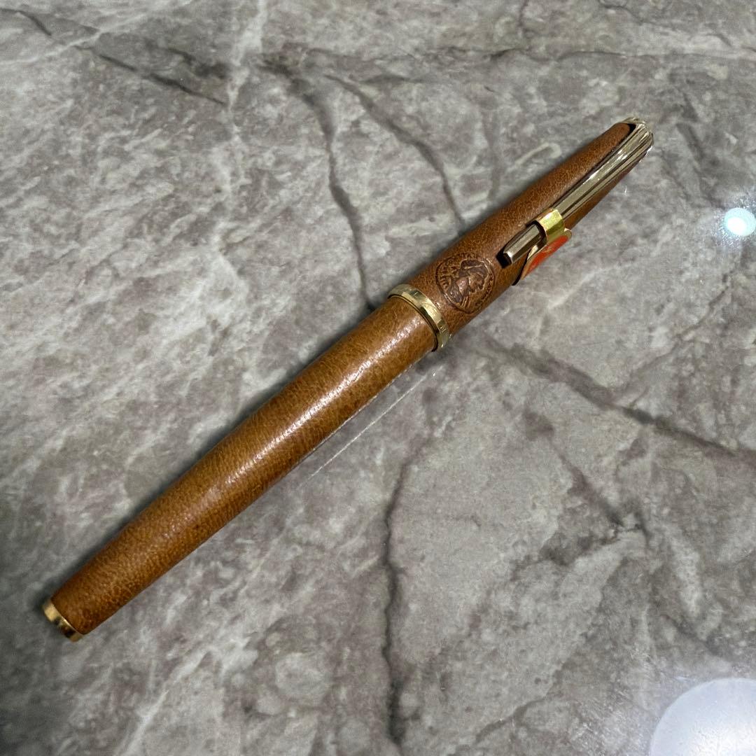 【新品】PLATINUM プラチナ本革巻き　14K 万年筆　ヴィンテージ