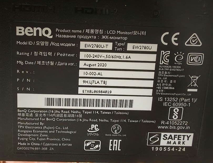 BenQ HDR対応 フレームレスモニター