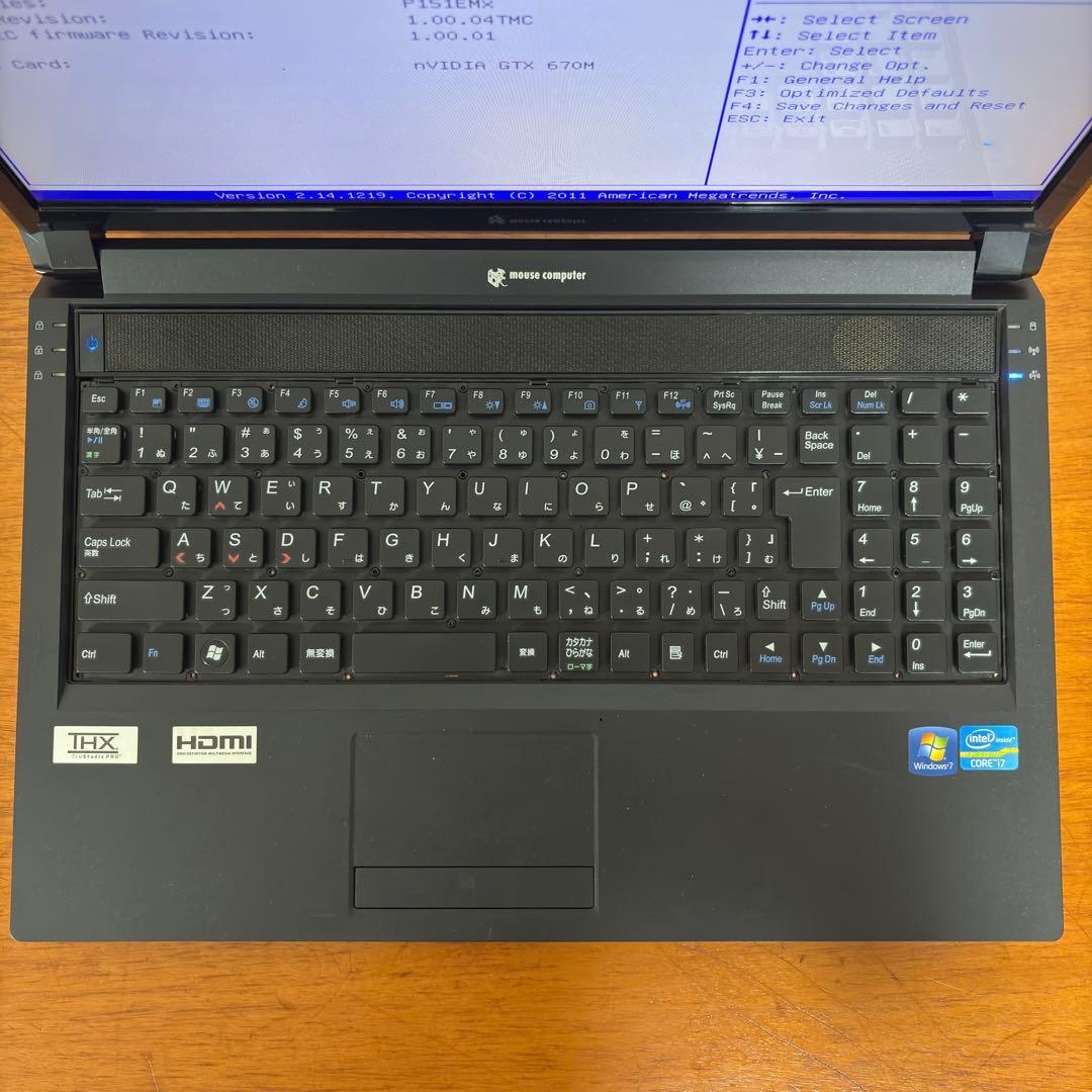 MouseComputer ノートパソコン i7第2世代 1TB 8GB