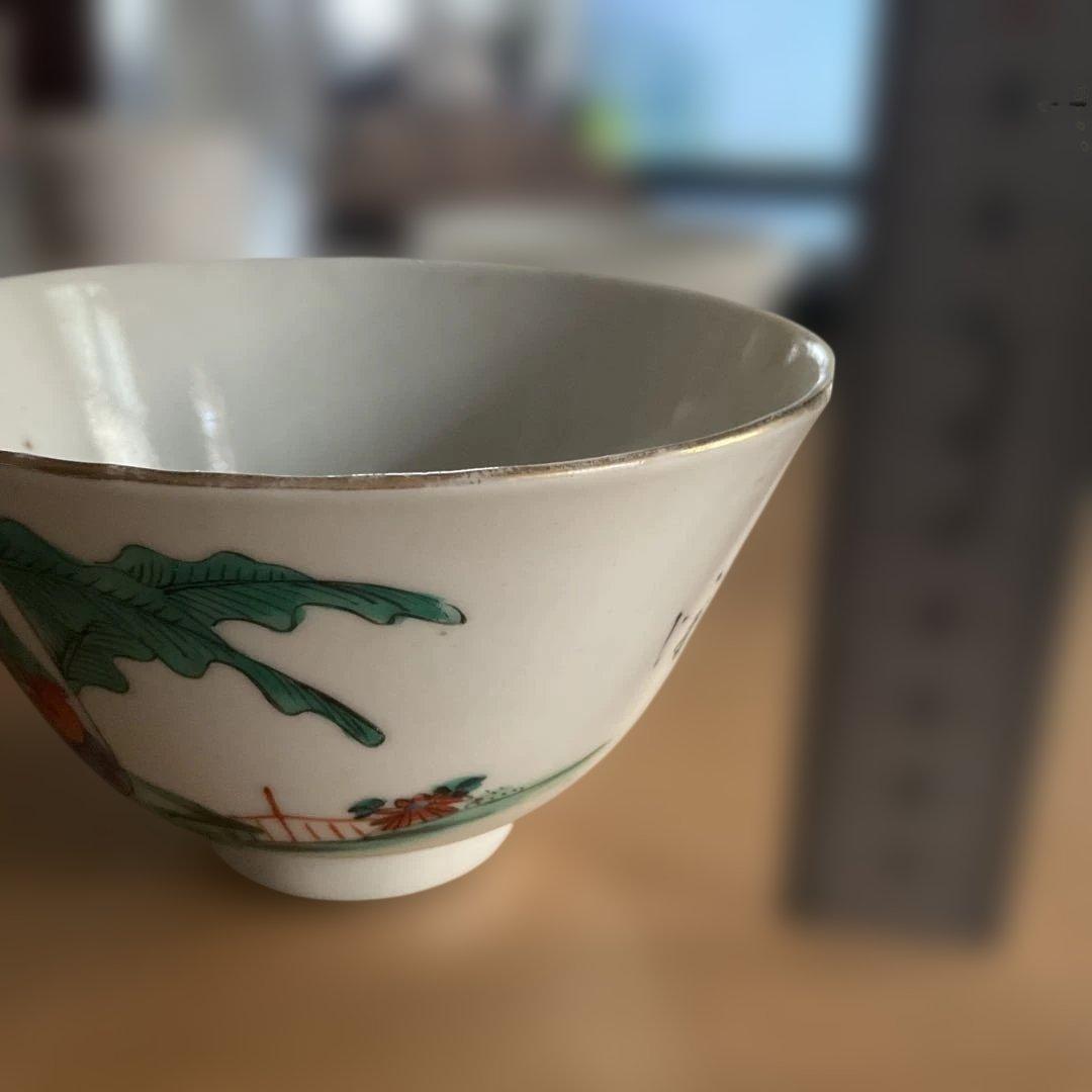 中国民国時代の茶碗 女性絵柄、可人如玉