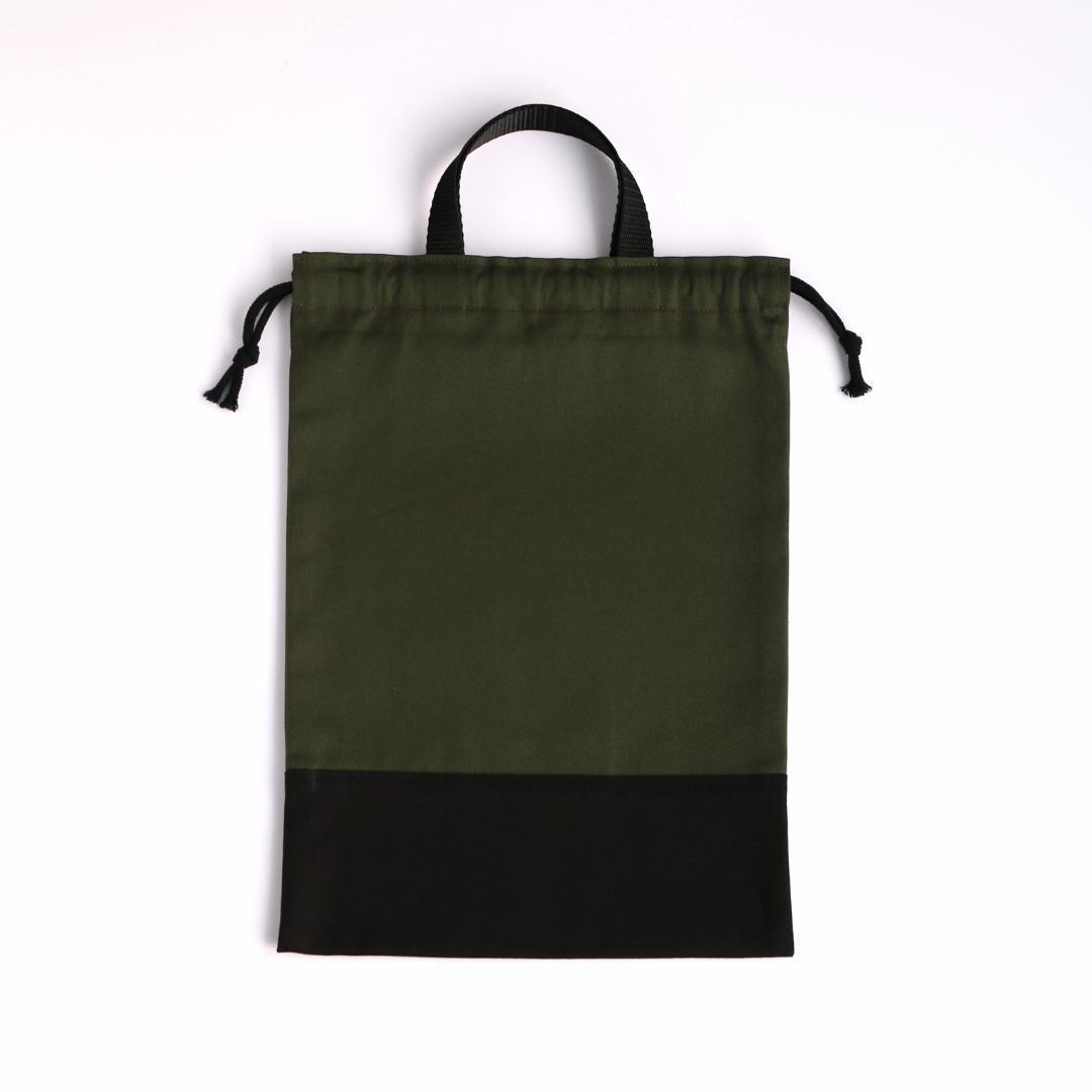 入園入学3点セット｜レッスンバッグ マチ10cm｜ジャージ対応｜カーキ×ブラック
