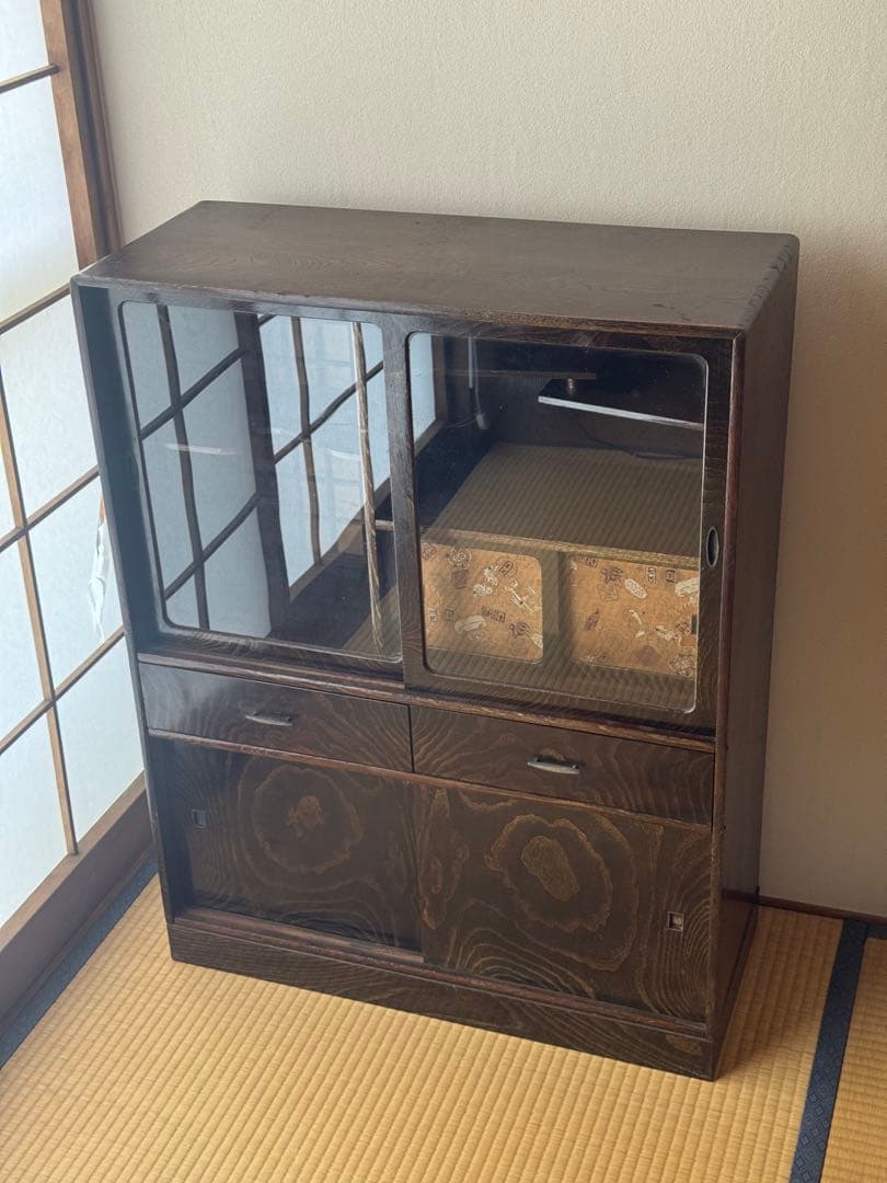 （フレシュマリさま専用）アンティーク 木製タンス 茶箪笥 食器棚 飾り棚