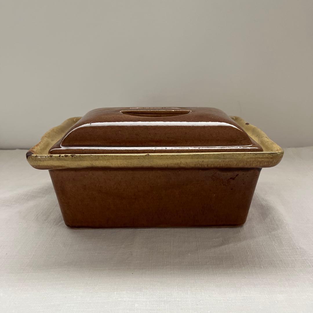 レア✨ フランスアンティーク テリーヌポット 陶器 グラタン皿 ハチミツ色 飴色