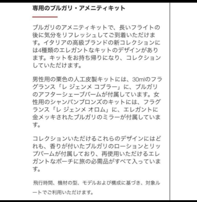 エミレーツ航空_ファーストクラス小物セット（男性用）