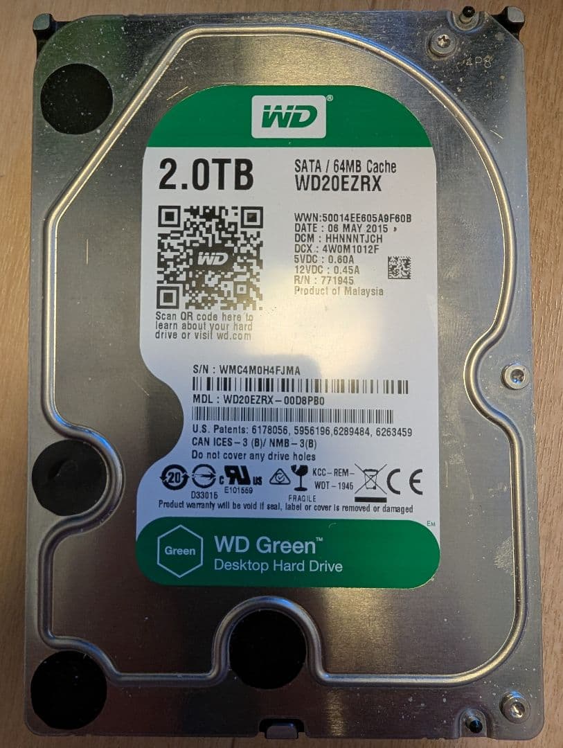 ☆使用時間少なめ☆ WD Green 2TB×2 HDD