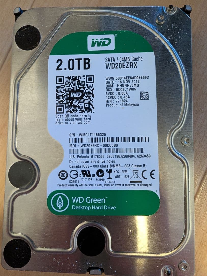 ☆使用時間少なめ☆ WD Green 2TB×2 HDD