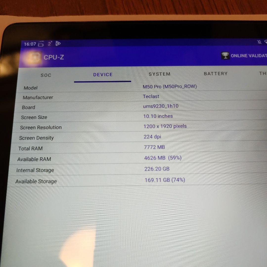 10インチ 8GB/256GB TECLAST M50 Pro