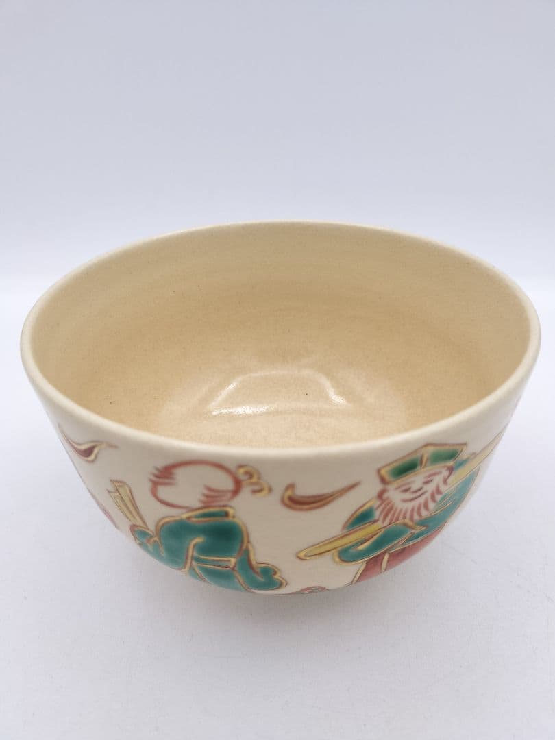 c313 茶碗 仁清写 八仙人 高台寺窯 木箱 茶道具 古物