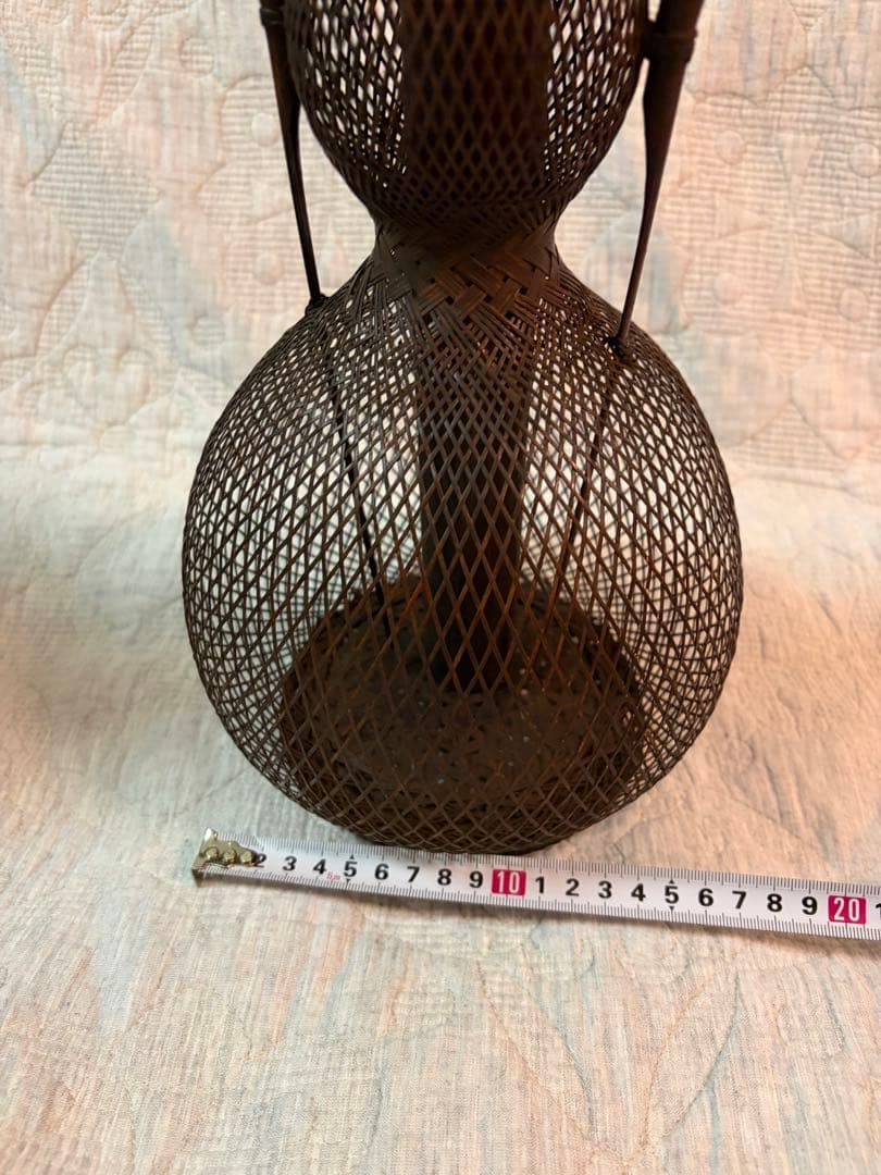 船橋重郎作　瓢形 手付竹花籠 (茶道具)