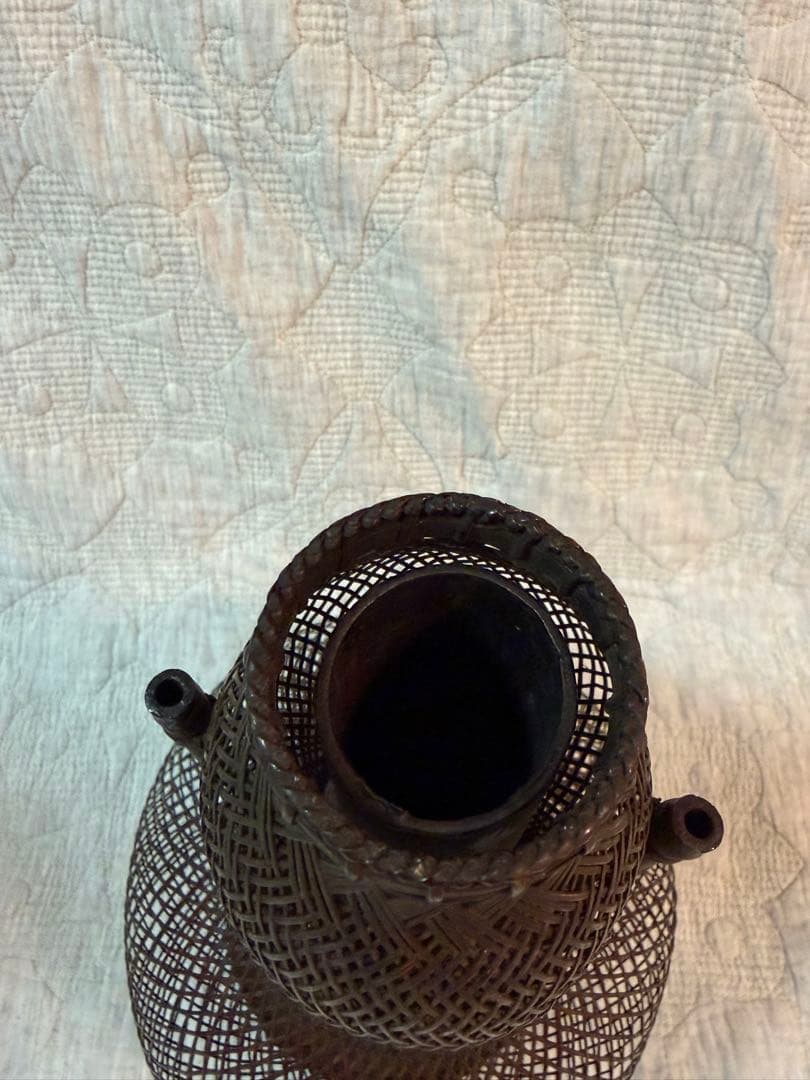 船橋重郎作　瓢形 手付竹花籠 (茶道具)