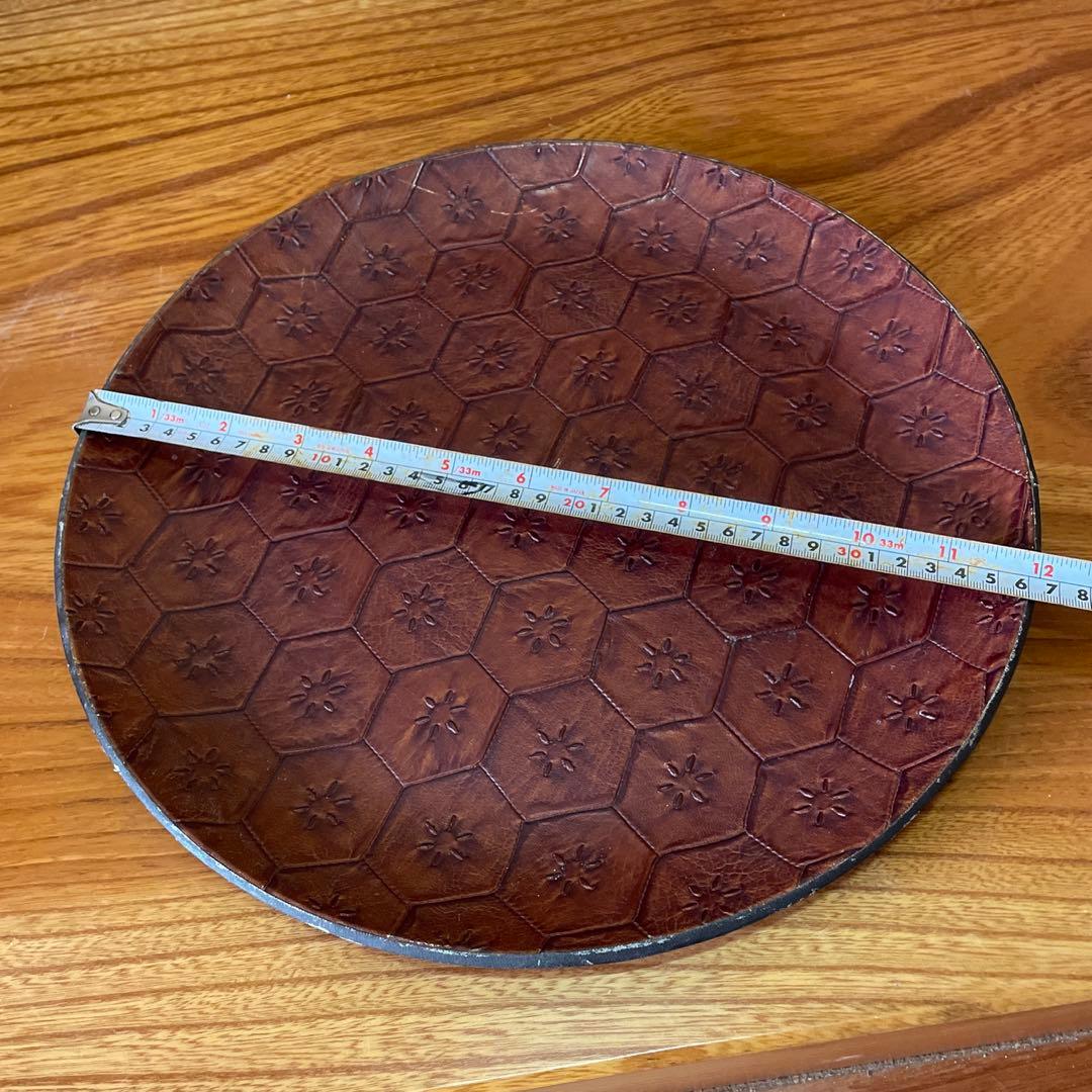 丸盆 フローレンス 合成皮革工芸 【昭和レトロ】直径(約)36cm
