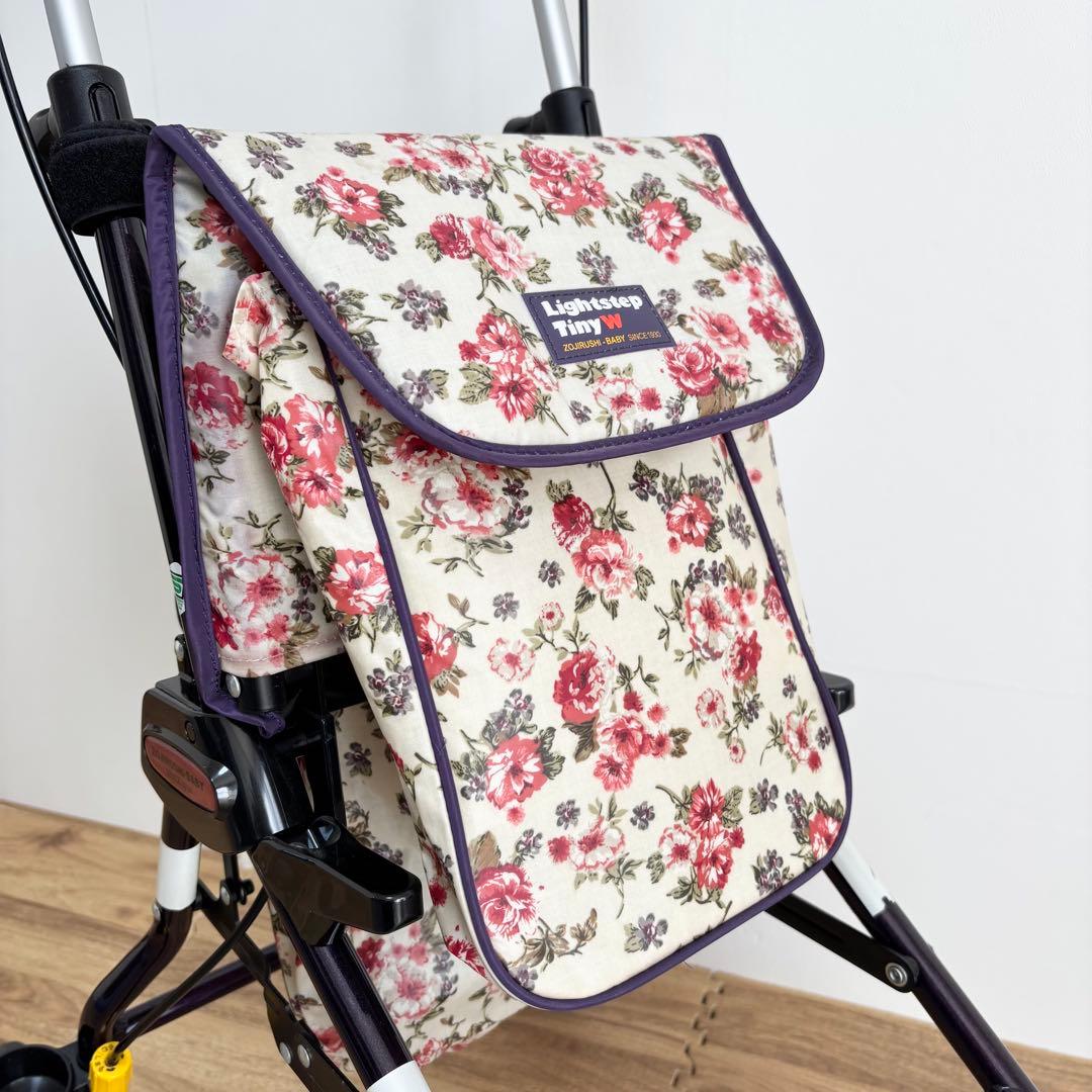 【美品】シルバーカー ライトステップ・タイニーW フラワー　花柄　収納あり