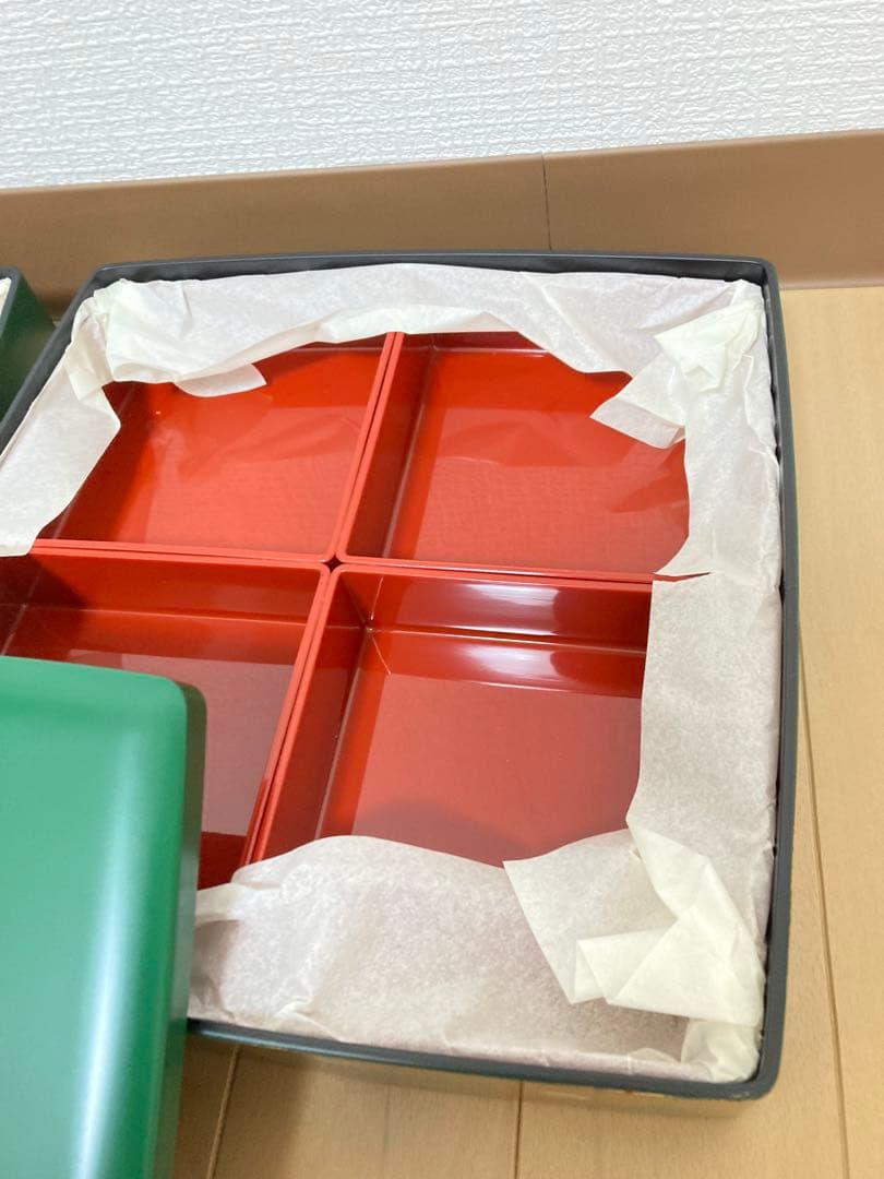 【気まぐれ価格‼️新品未使用品‼️】重箱 二段 緑色 友禅