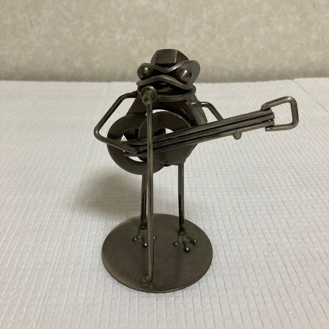 メタルクラフト 溶接アート カエル 音楽隊 バンド 4体セット オブジェ 置物