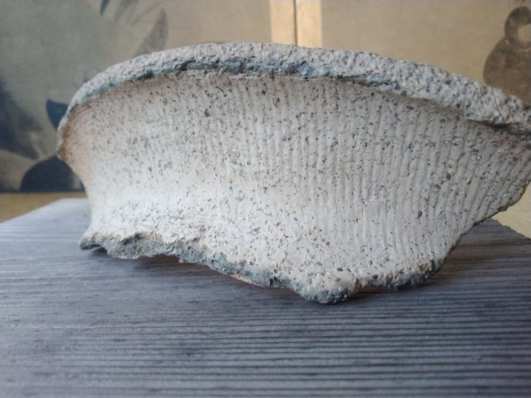 滋賀県守山出土　弥生中期頃　流水櫛目文様土器片　発掘品　骨董　古美術