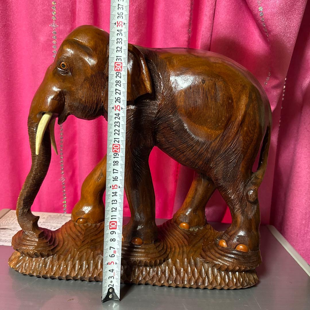 木製 象の彫刻 約30cm