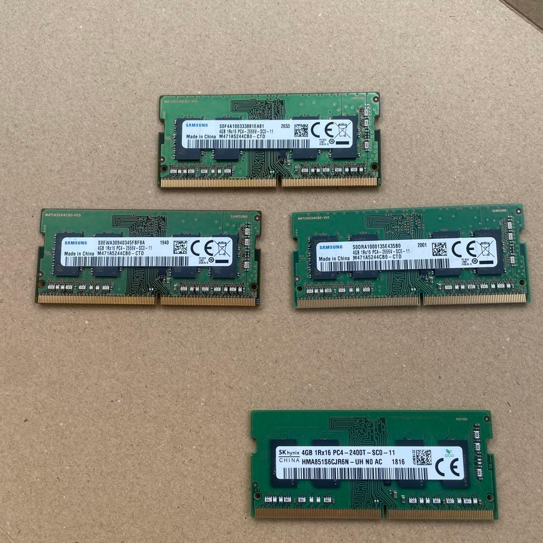 Samsung 4GB メモリー PC4-2666V3枚　SK hynix 1枚