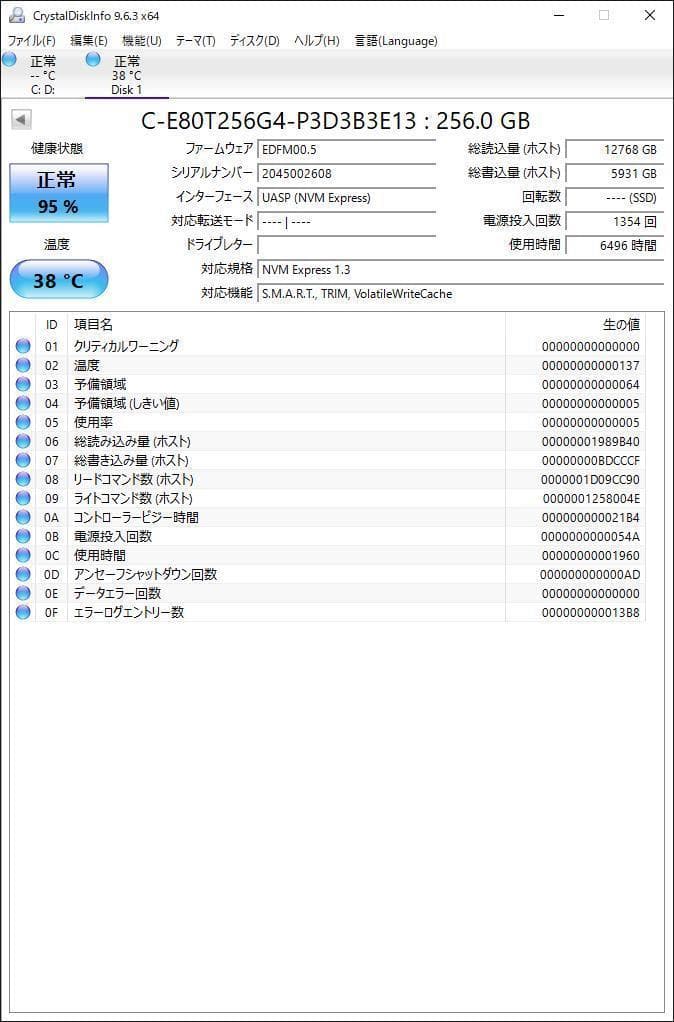 ②-W901 PHISON NVMe 256GB SSD 4点