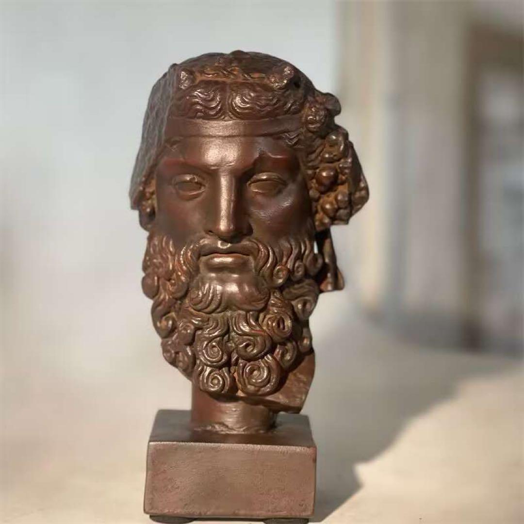 石像ギリシャ酒神ディオニュソス頭部居間 玄関 茶室 執務机 装飾品 工芸品 置物