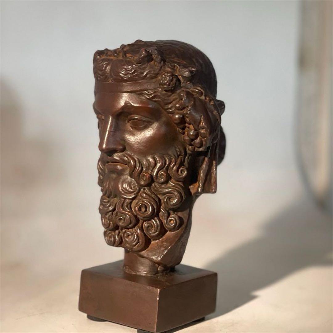 石像ギリシャ酒神ディオニュソス頭部居間 玄関 茶室 執務机 装飾品 工芸品 置物