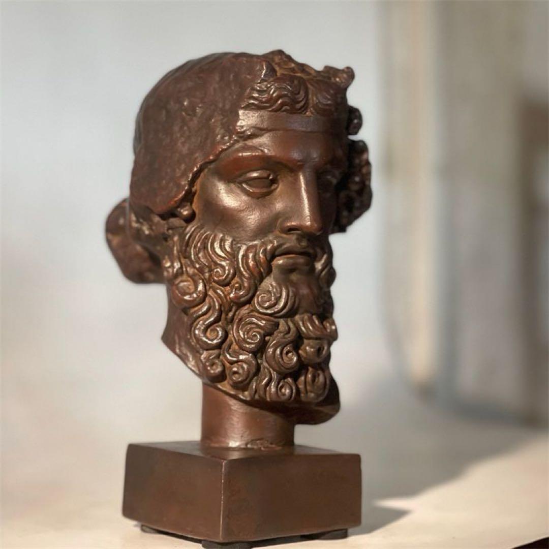 石像ギリシャ酒神ディオニュソス頭部居間 玄関 茶室 執務机 装飾品 工芸品 置物