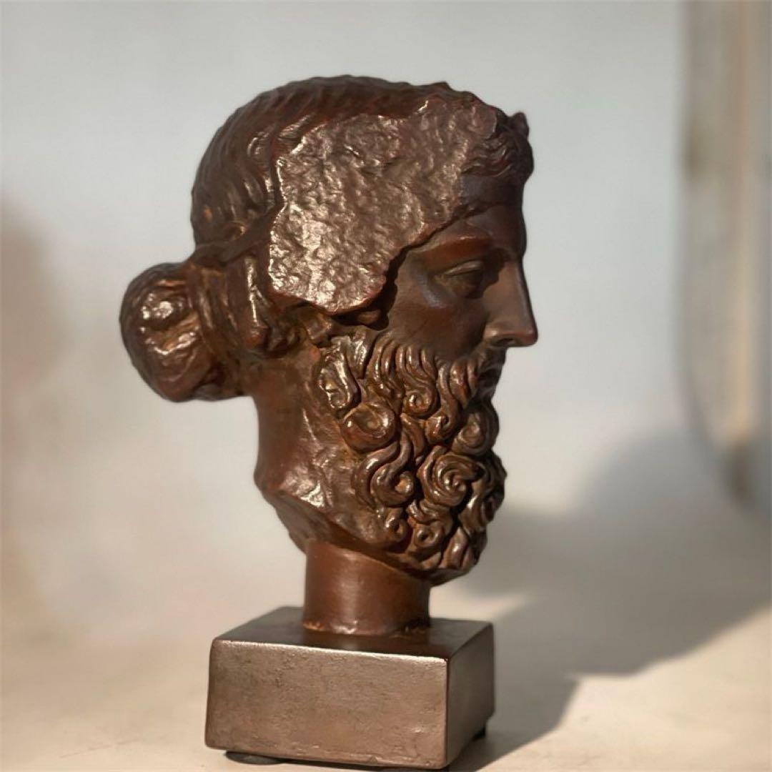 石像ギリシャ酒神ディオニュソス頭部居間 玄関 茶室 執務机 装飾品 工芸品 置物