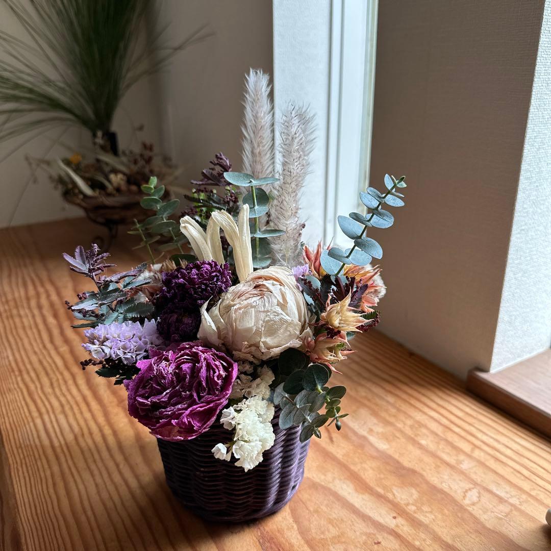 面影〜芍薬とダリアの花籠〜