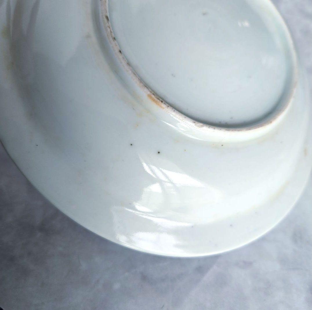 古伊万里　染付　兜皿　六寸皿　江戸　薄瑠璃　骨董　金継ぎ　アンティーク