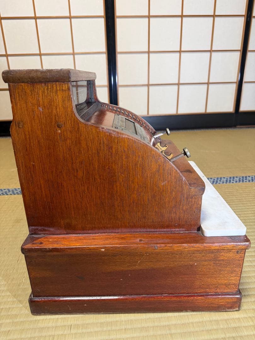 アンティークHORAI製レジスター大理石付鍵付