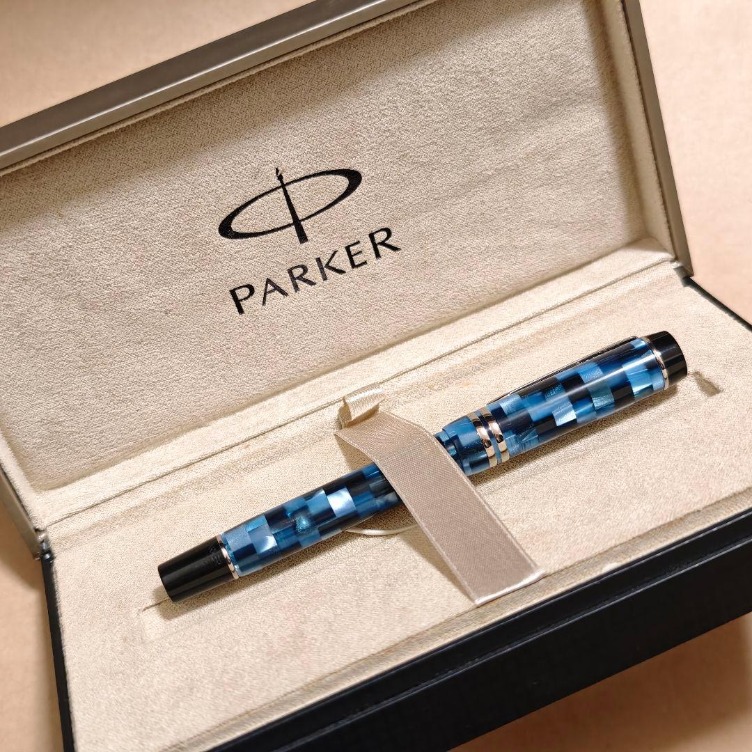 Parker デュオフォールド チェックブルー 万年筆 パーカー