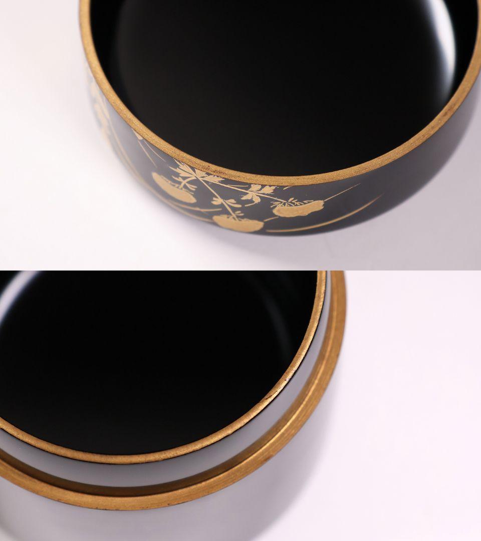 茶道具 哲山(造) 秋草虫蒔絵 雪吹棗 共箱 草花 螺鈿 木製【MA909】