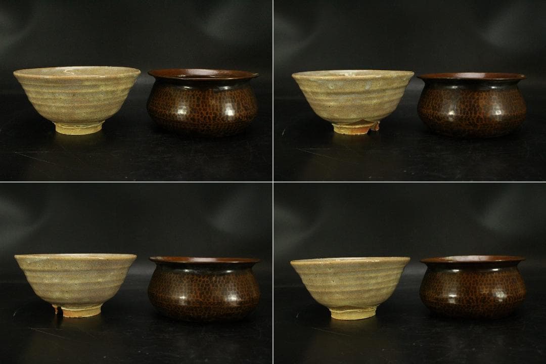 茶道具 古萩茶碗 銅建水 瀬戸茶入 竹蓋置 柄杓 帛紗まとめて(ZE788)