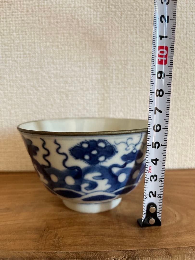 中国美術清時代青花吉祥文茶碗　時代物