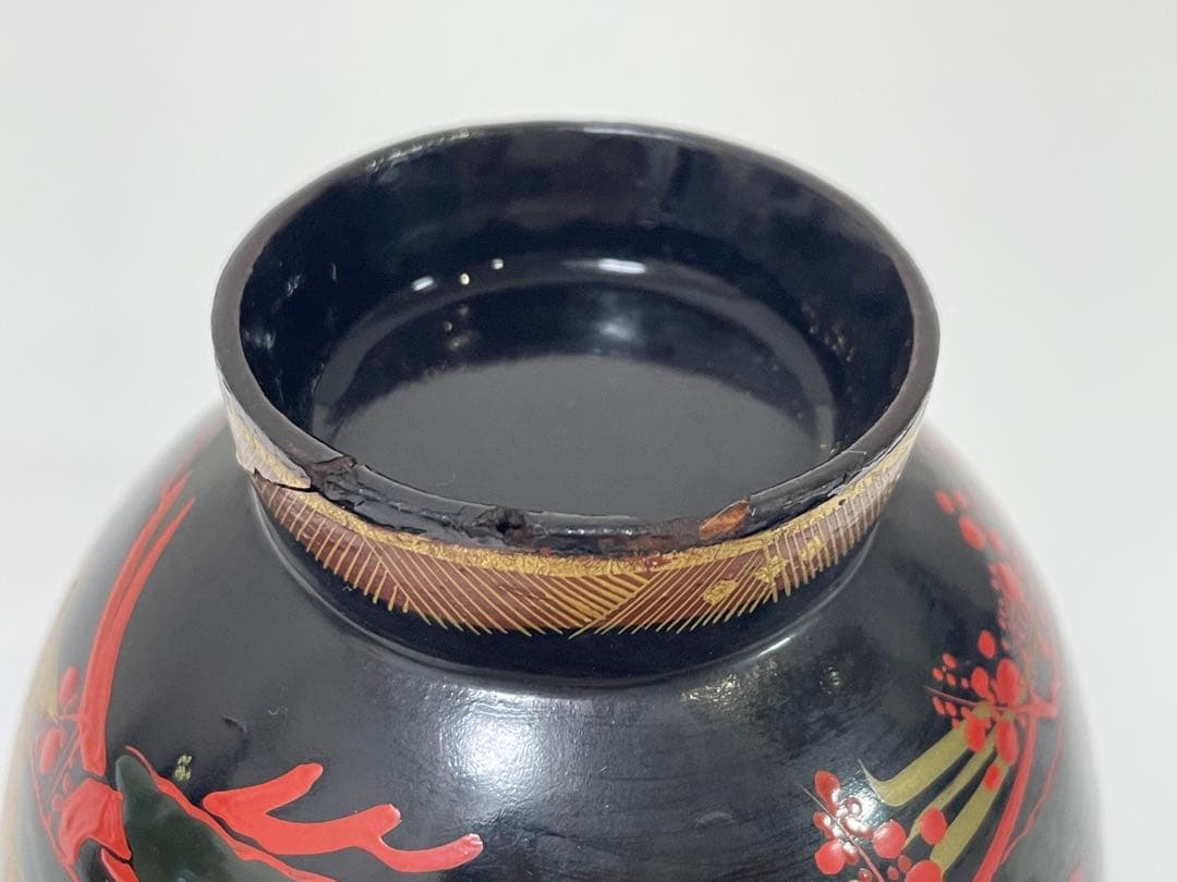 【現状品】漆器 秀衡塗 蓋付椀 金彩 朱塗 割烹 懐石 アンティーク 2個