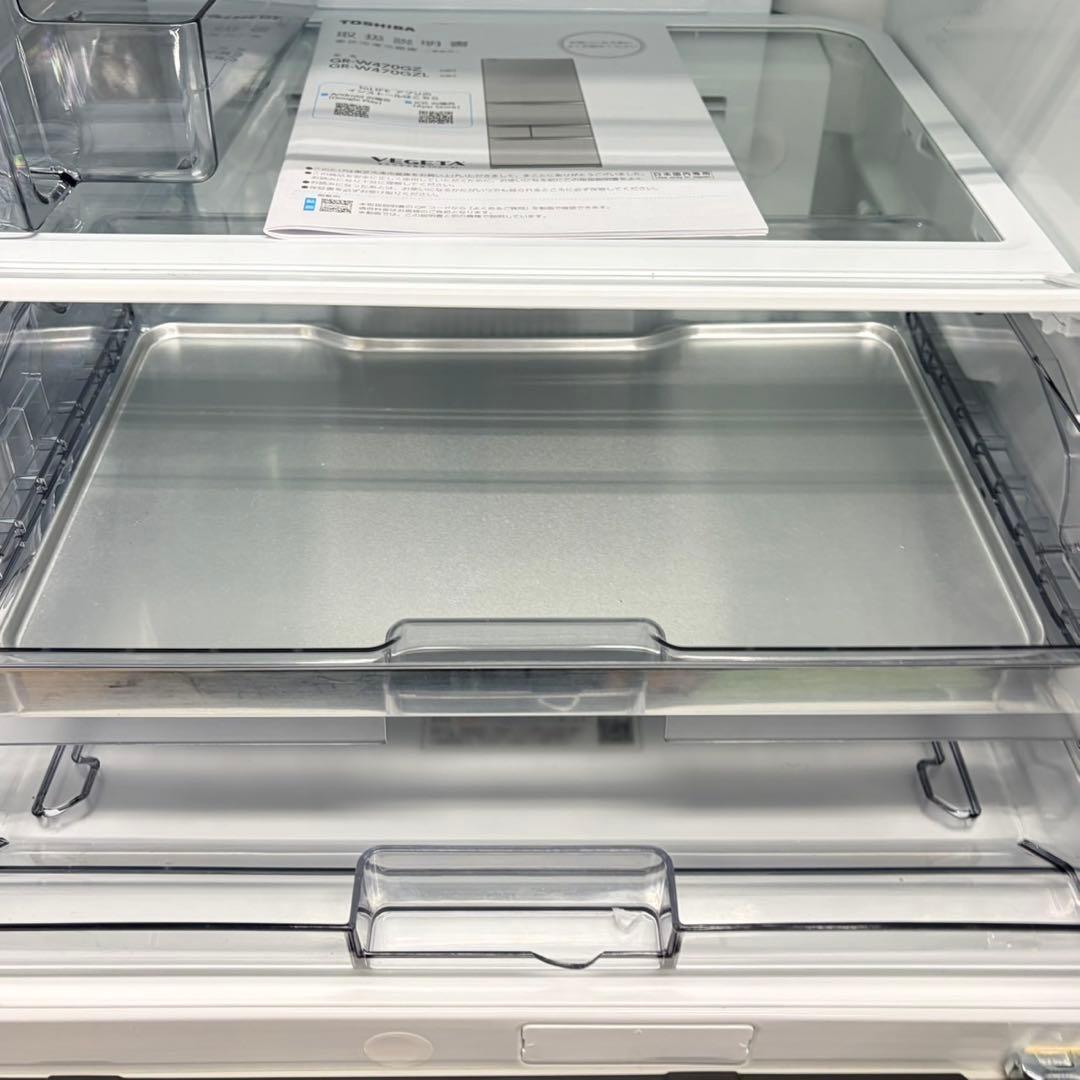 880 未使用品　ガラストップ　家庭向け　5ドア　右開き　大型冷蔵庫　465L