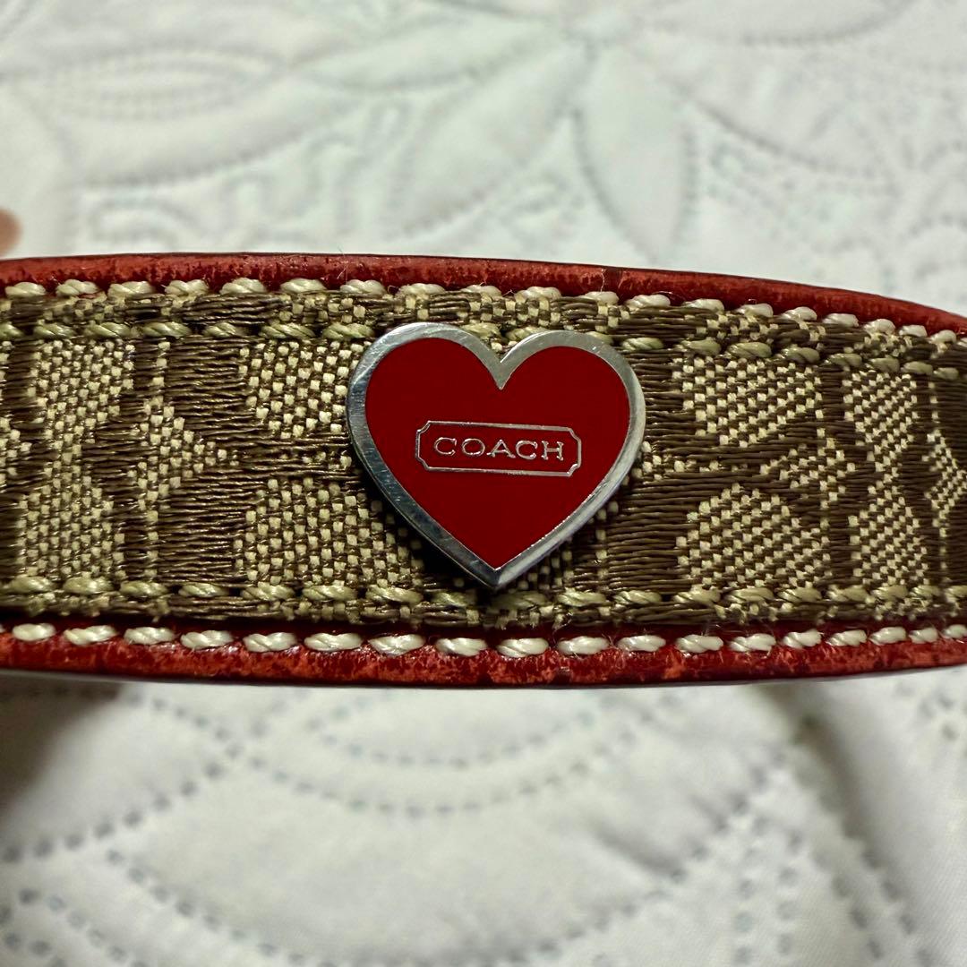 こ*く様 【美品】COACH 犬用首輪 Sサイズ シグネチャー ハート 赤