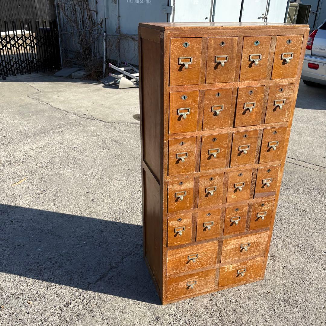 昭和レトロ 安田生命什器 1963年製 多段引き出し 書類棚 薬箱 古家具古道具