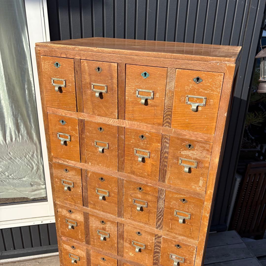 昭和レトロ 安田生命什器 1963年製 多段引き出し 書類棚 薬箱 古家具古道具
