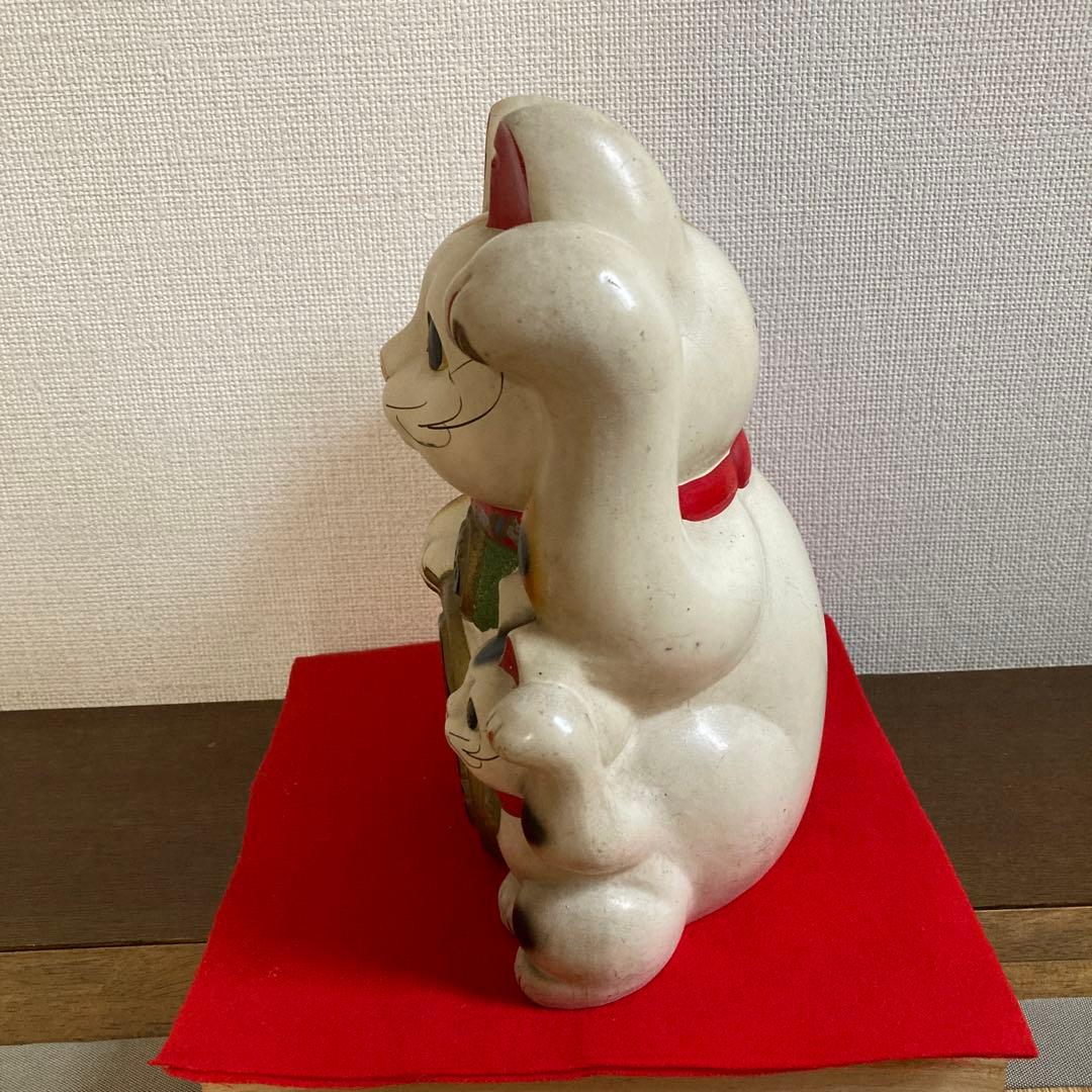 冨本人形園　招き猫　親子　古い　60年以上　昭和　レトロ　アンティーク　常滑焼