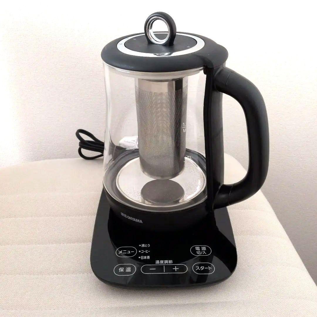 ★アイリスオーヤマ　1.5L　電気ケトル　IKE-G1500T-B ガラス
