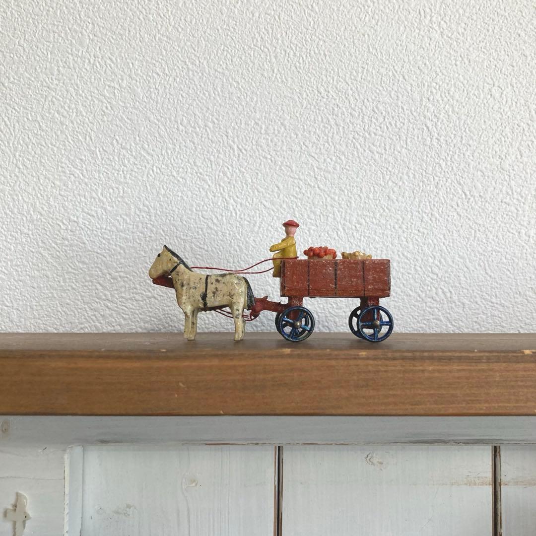 歳末SALE★ドイツアンティークフィギュア 木製 　馬車（難あり特価）ザイフェン