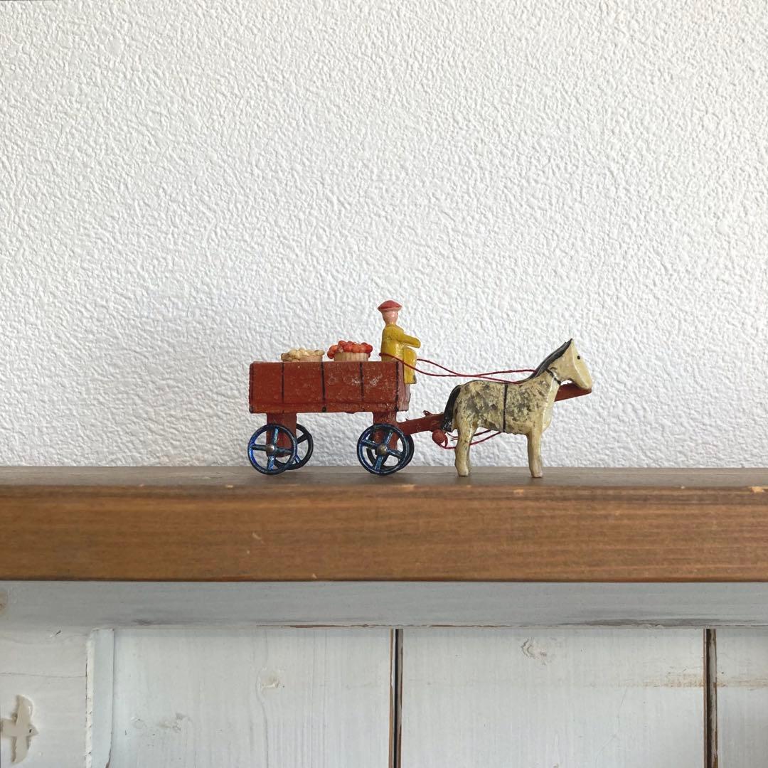 歳末SALE★ドイツアンティークフィギュア 木製 　馬車（難あり特価）ザイフェン